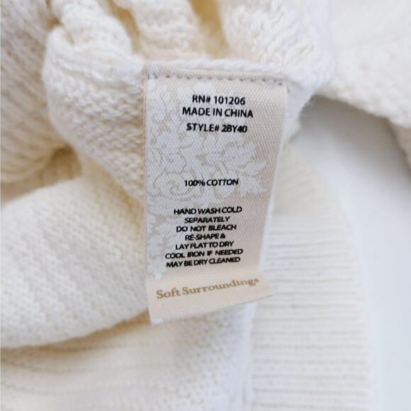 Soft Surroundings SZ M Comfy Place Mock Neck Patchwork Popover Sweater White - Picture 7 of 7